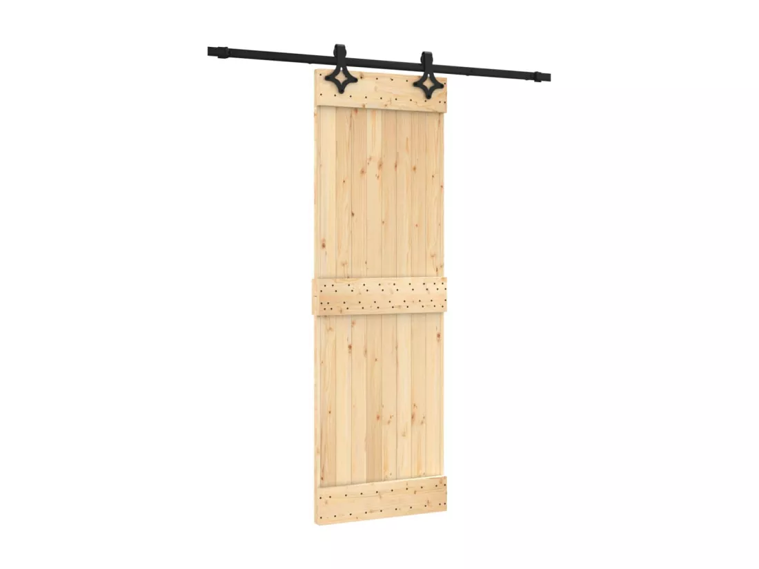 Porte coulissante et kit de quincaillerie 70x210 cm pin massif