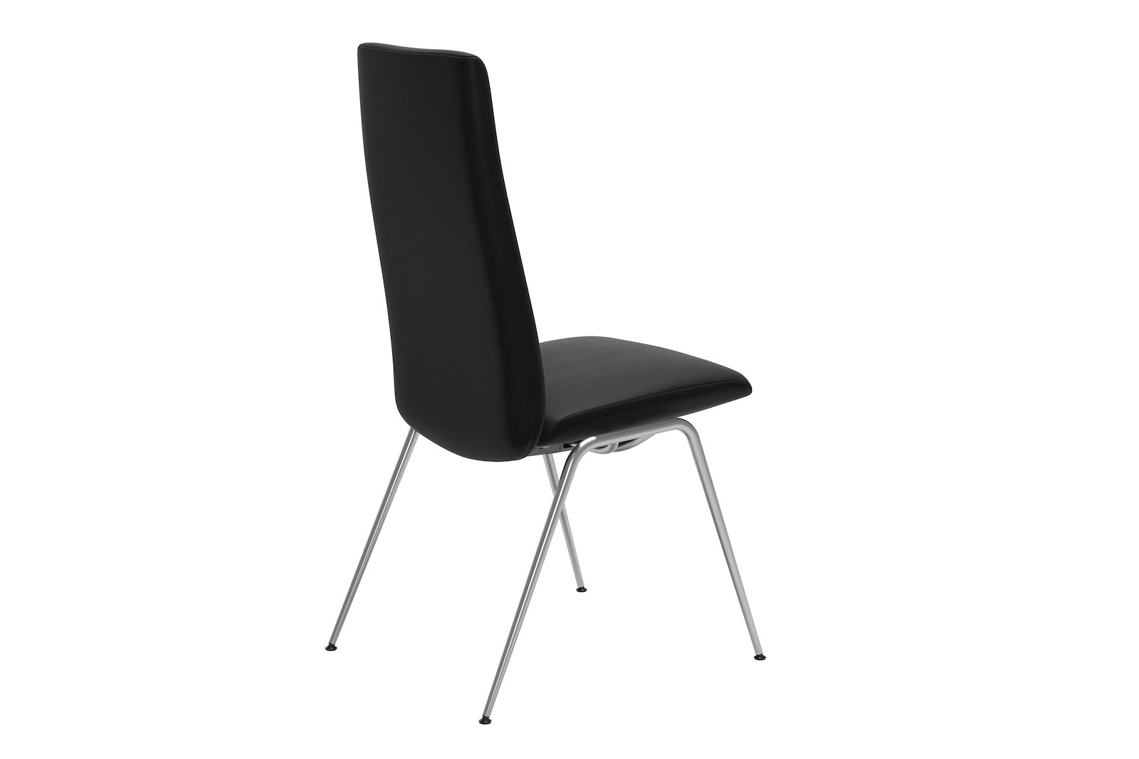 Chilli spisestol Hud Paloma Black med understell i blank krom