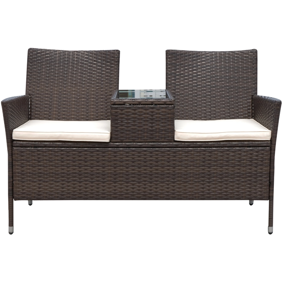 Outsunny Polyrattan Gartenbank braun