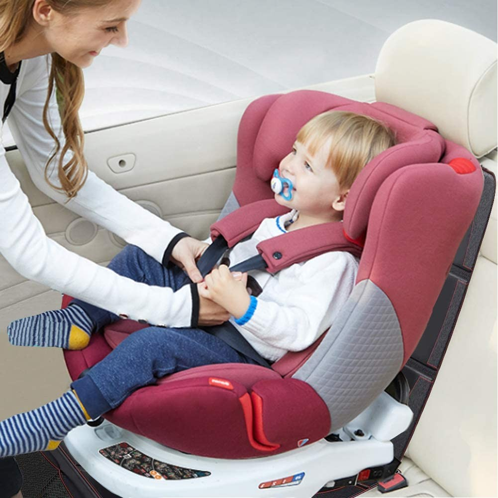 (120x47cm) Rutschfeste Kindersitz Unterlage Auto Rücksitz Schutz inkl. Netztasche - Schwarz