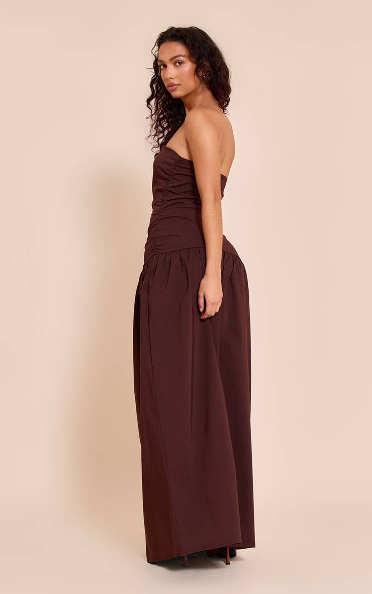 Chocolat Robe Maxi Bandeau Froncée En Tissu Extensible Tissé