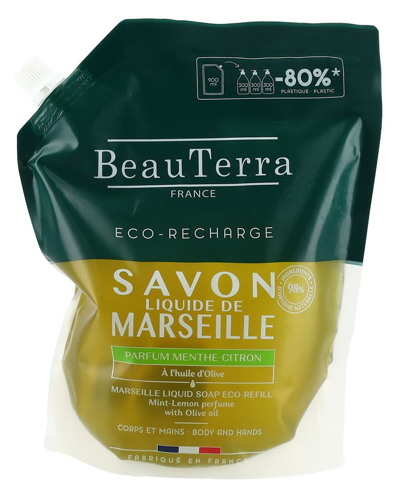 BEAUTERRA Flüssigseife Marseille liq refill Minze Zitrone 900 ml