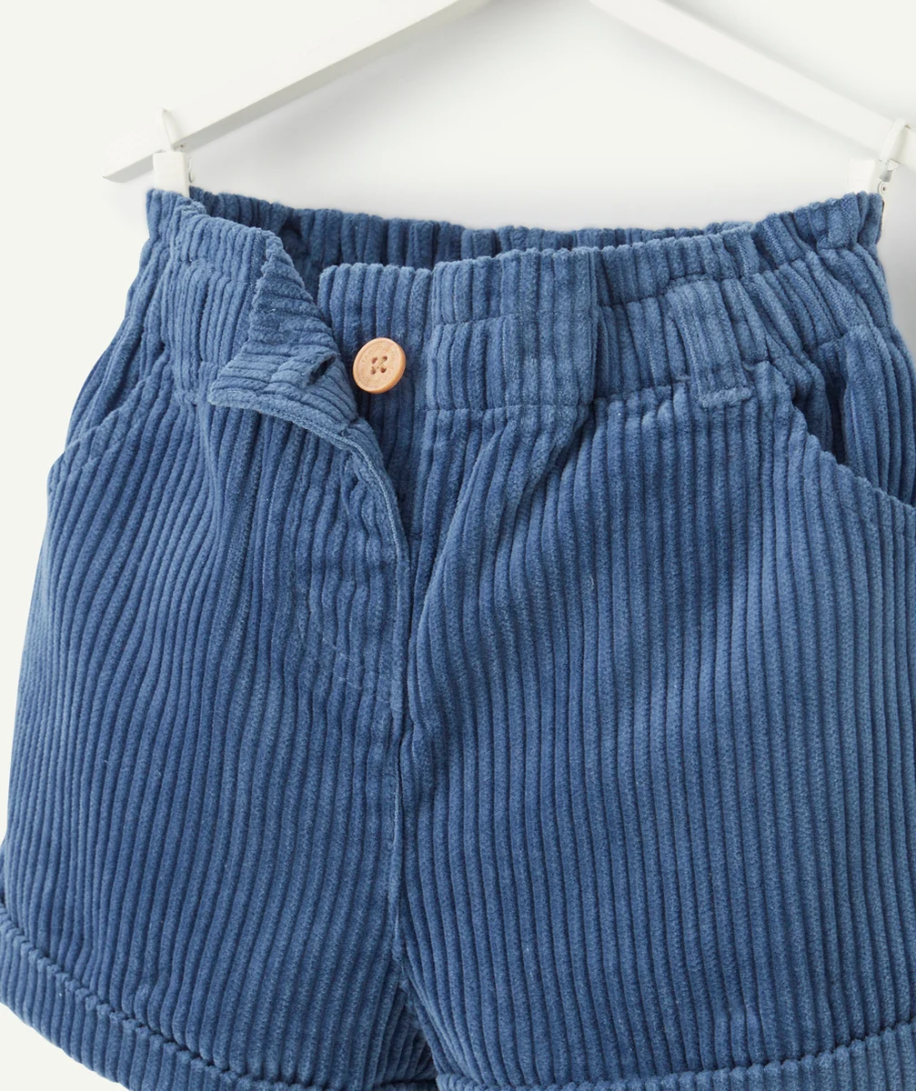 SHORT VELOURS BÉBÉ FILLE EN COTON BIOLOGIQUE BLEU MARINE