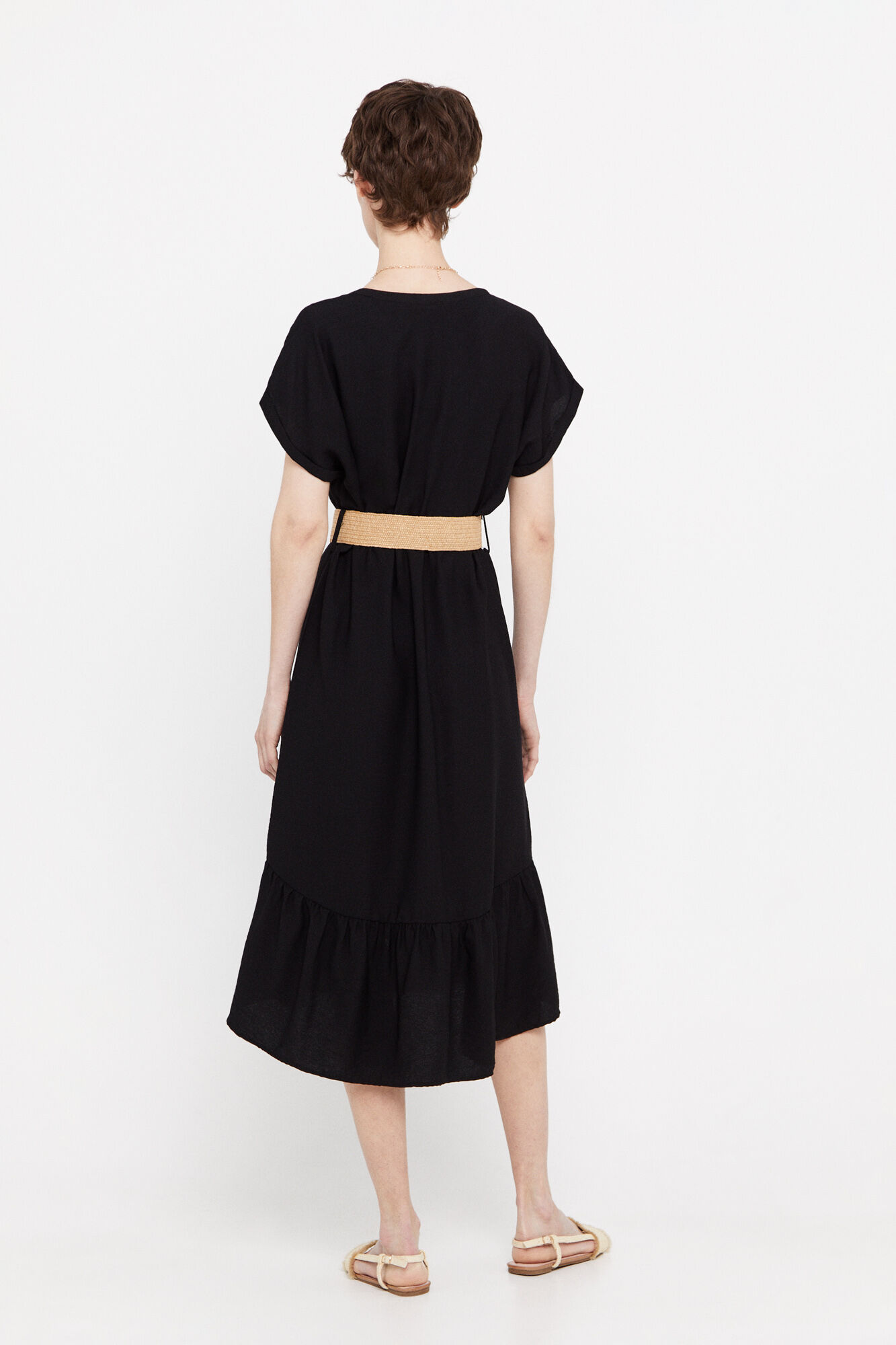 Vestido confortável com cinto - Preto