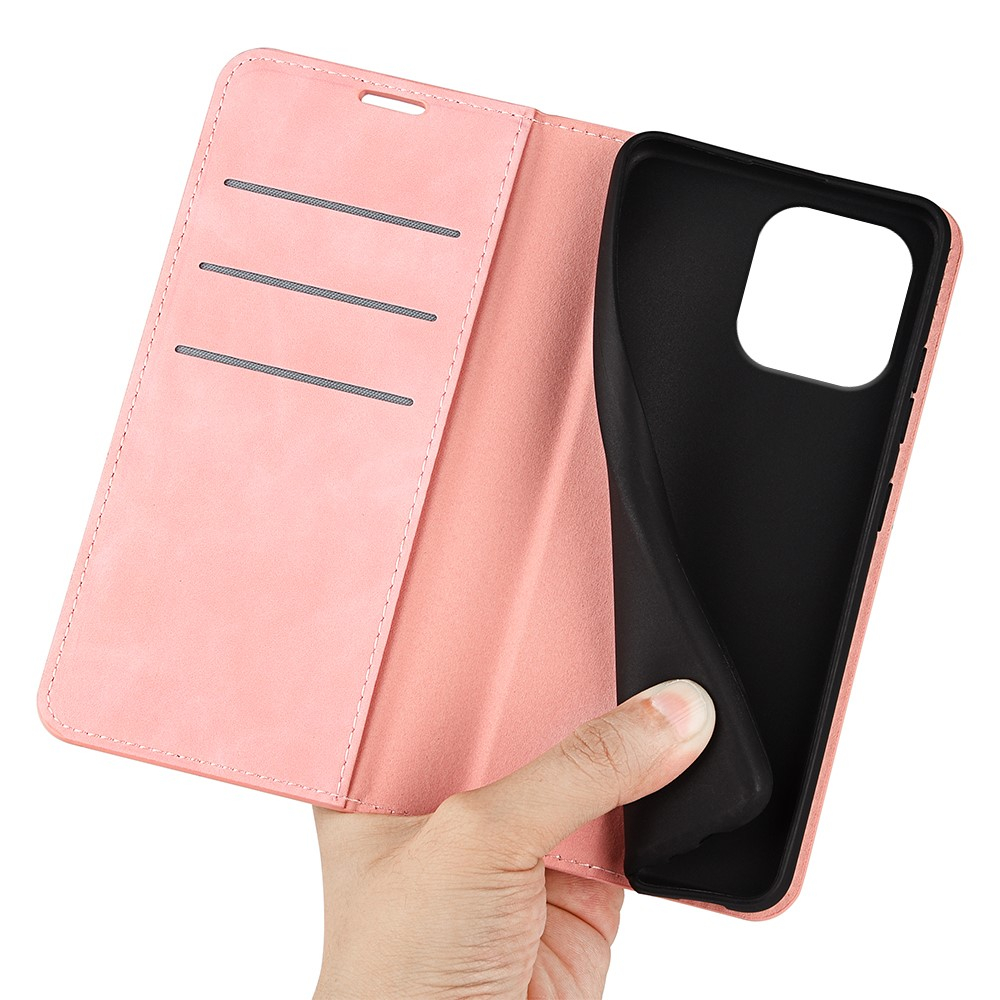 iPhone 16 Pro Max Vintage Leder Tasche Flip Cover Fashion Design - Rosa