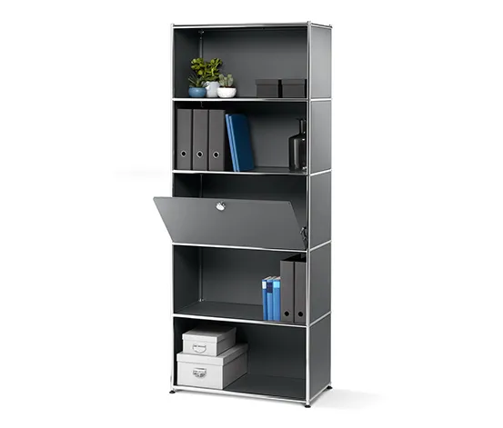 Hohes Regal Metall »CN3« mit Klappenfach, grau