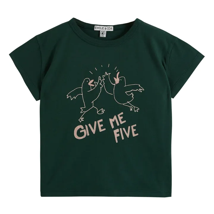 Emile et Ida T-shirt Give Me Five | Vert foncé