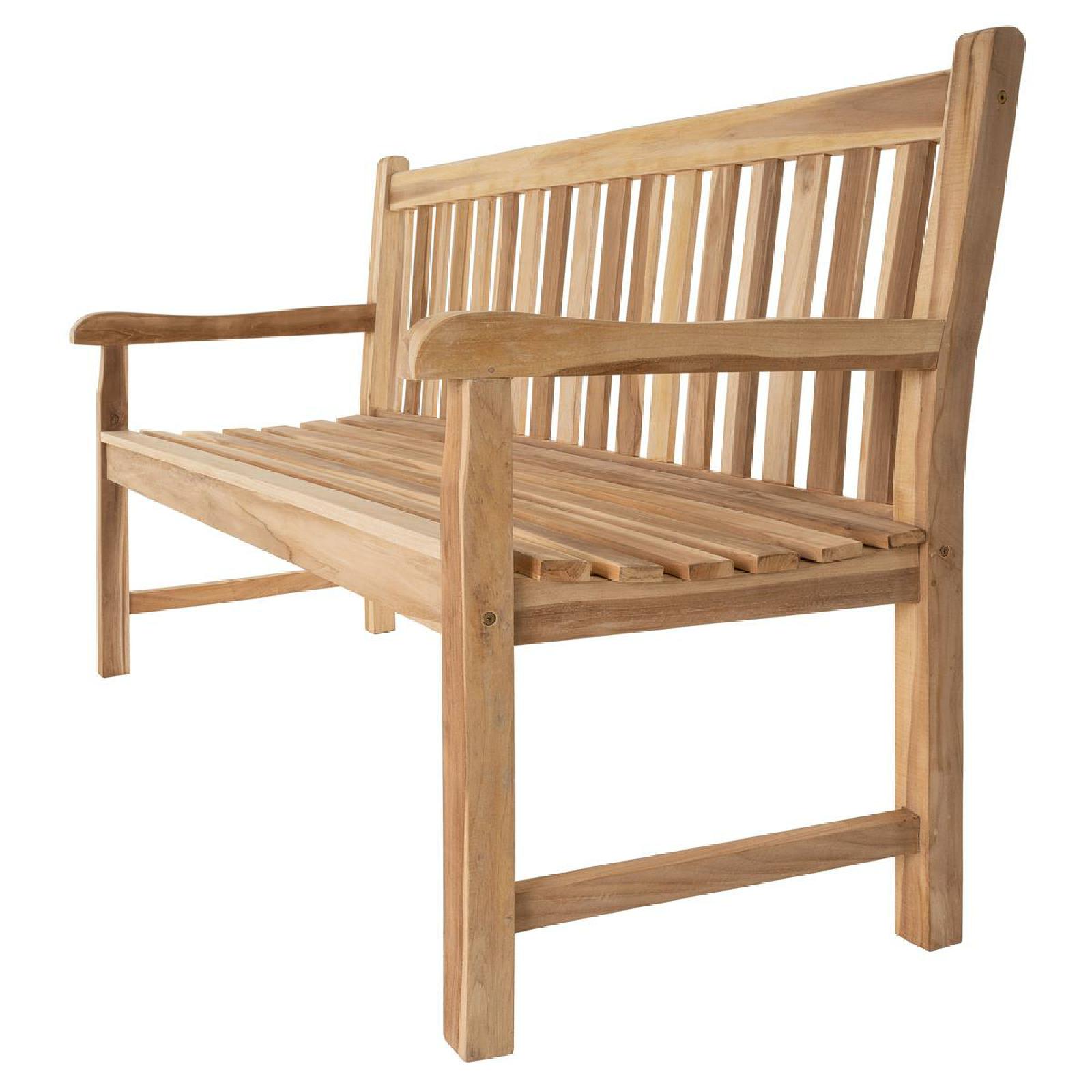 VCM 3-Sitzer Gartenbank Parkbank hochwertig massiv Teak Holz natur 150 cm