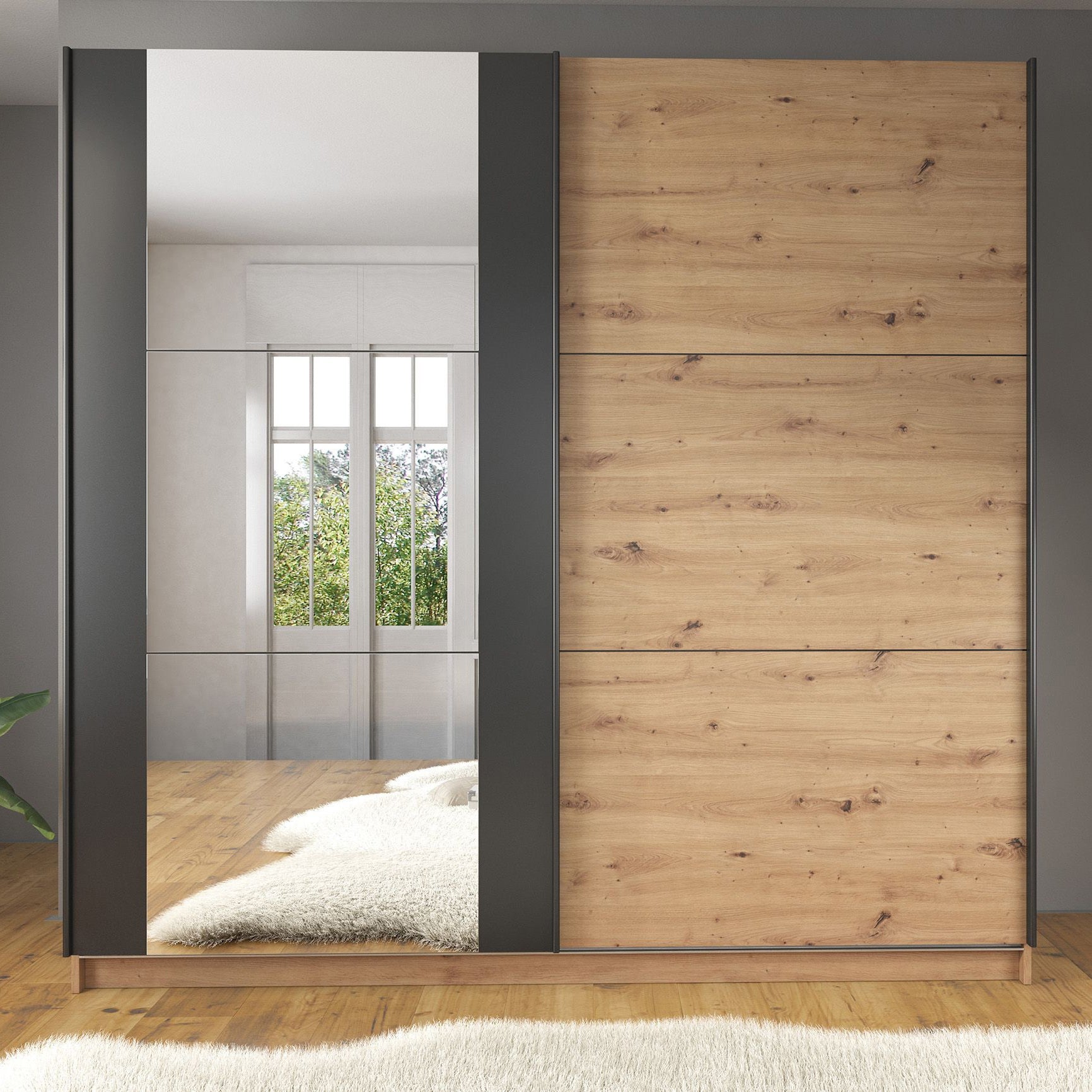 Saturn - Slaapkamer - Eiken - Zwart - 180 - Groot