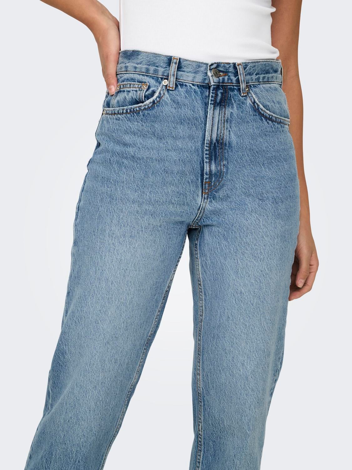ONLRILEY Hohe Taille Gerade geschnitten Jeans Medium Blue Denim