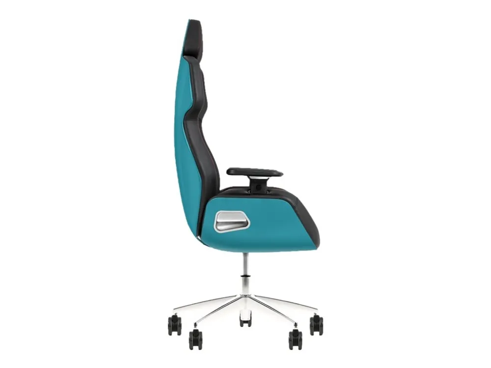 Thermaltake ARGENT E700 - Stol - ergonomisk - høj ryg - armstøtter - T-formet - vippe - drejeled - aluminiumlegering, perforeret læder, højdensistets støbt skum - sort, Oceanblå