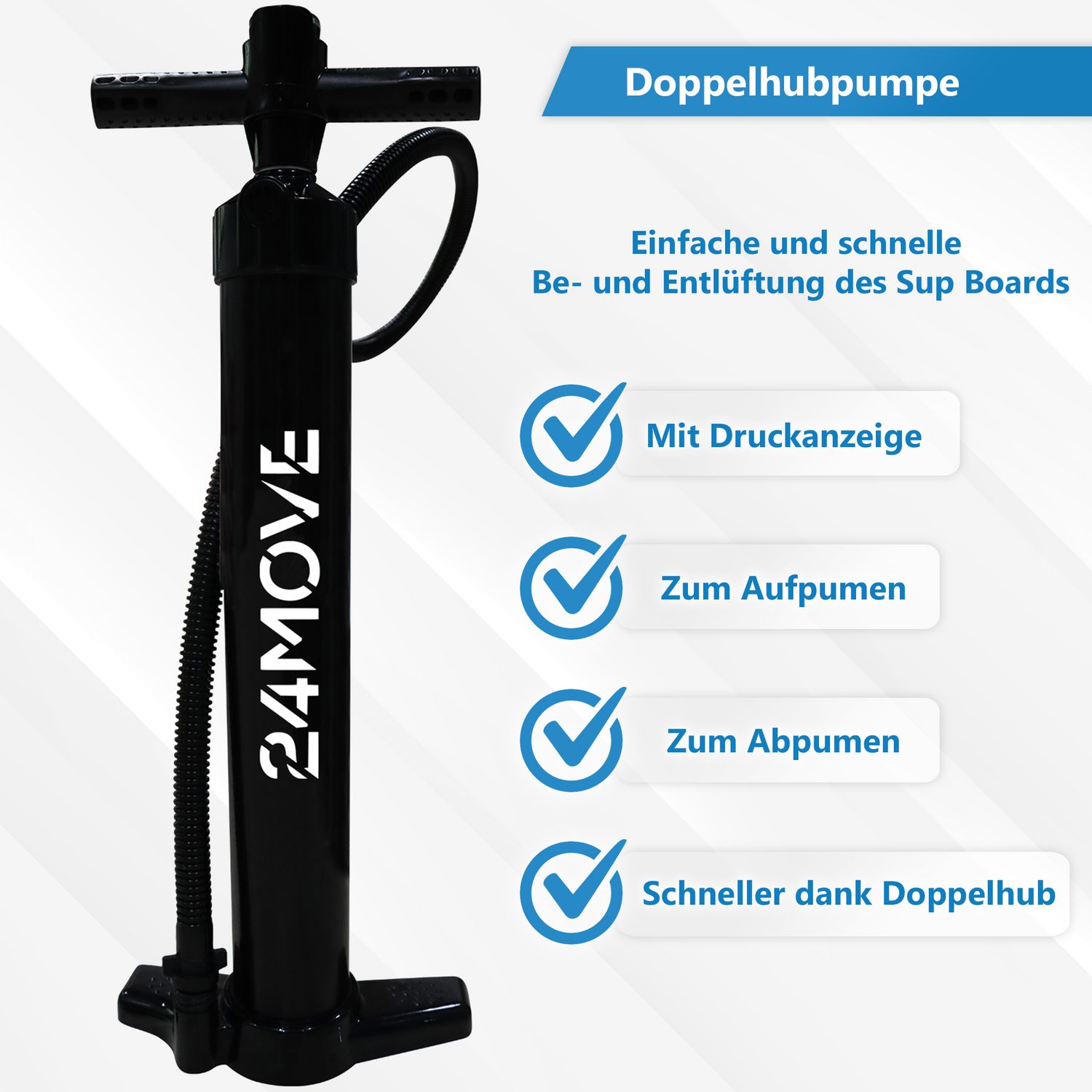 24MOVE® Standup Paddle Board SUP, inkl. umfangreichem Zubehör, Paddel und Hochdruckpumpe, ROT, 366x80x15cm