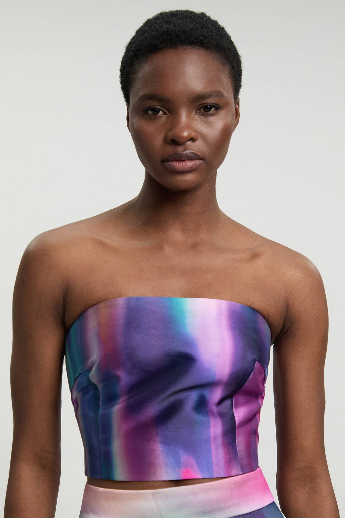 KarenMillen Haut Bustier Tissé En Sergé Jacquard À Imprimé Flou