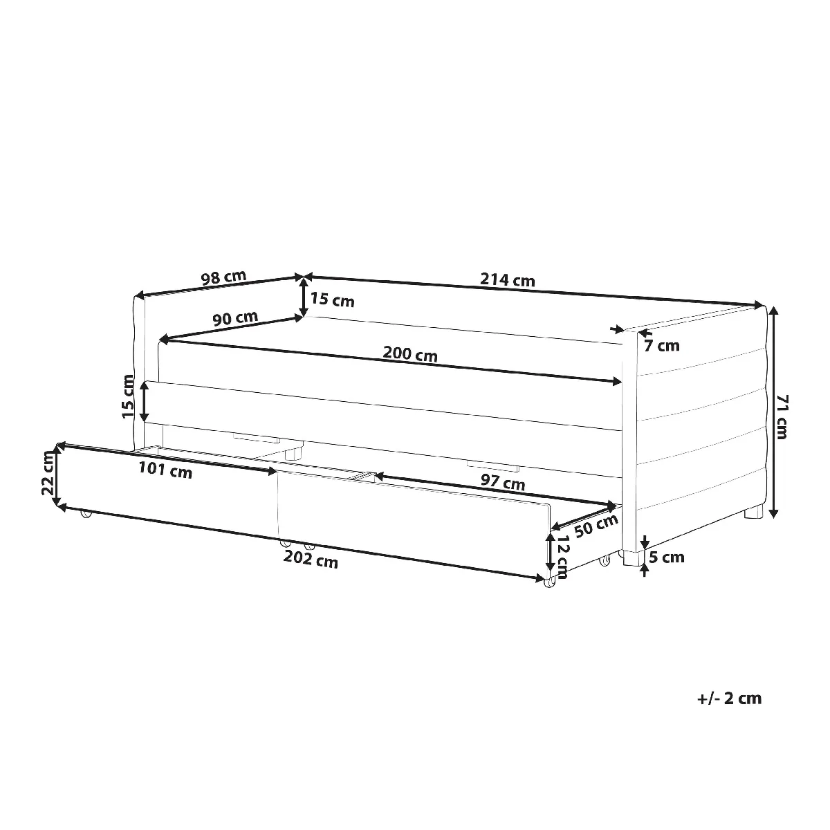 BELIANI Lit MARRAY 90 x 200 cm - Noir