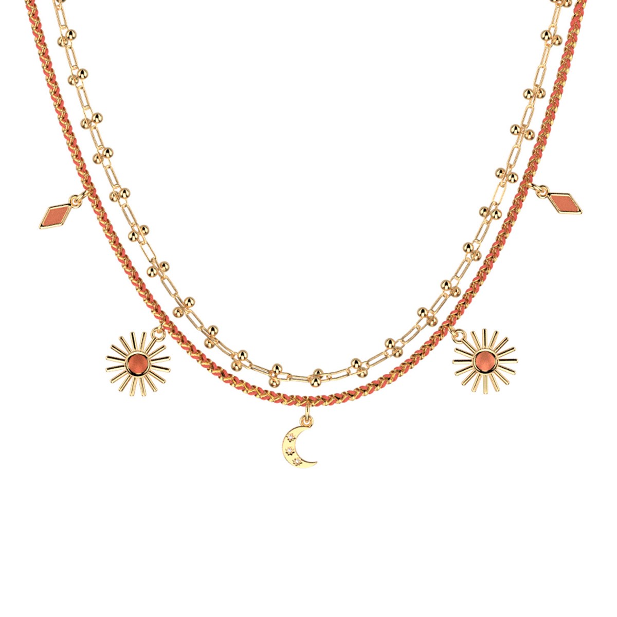Collier double Les Georgettes pampilles lune soleilCollection Les Cadettes
