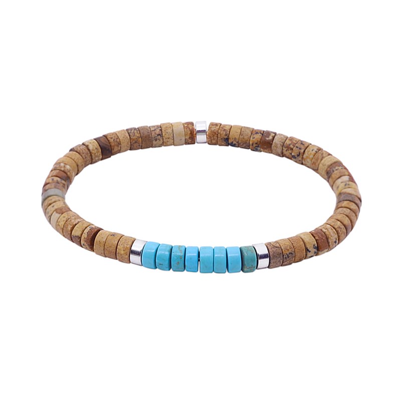 Bracelet Perles Heishi Jaspe Et Turquoise-enfant-12cm