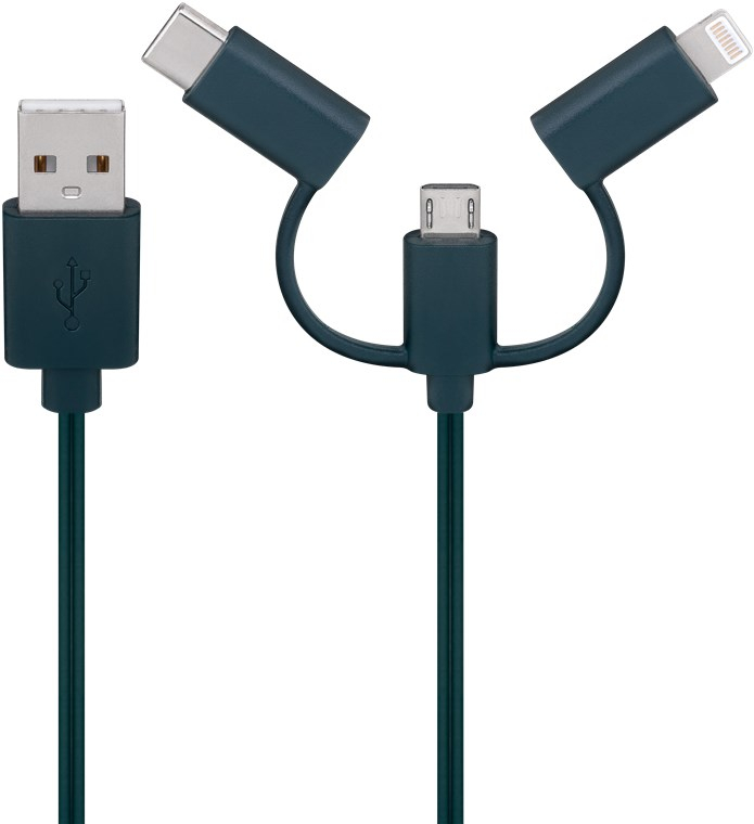 (1.2m) 3in1 USB auf Micro USB Ladekabel Weihnachts Lichterkette Datenkabel mit Lightning / USB C Adapter - Schwarz
