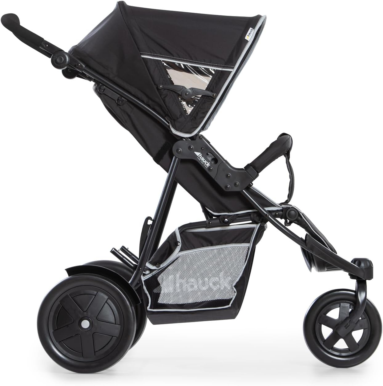 hauck Poussette Double Freerider à 3 Roues - Tandem 2 Enfants - Hauteur Réglable, Pliable, Habillage Pluie Inclus, Siège Bas Amovible - Noir