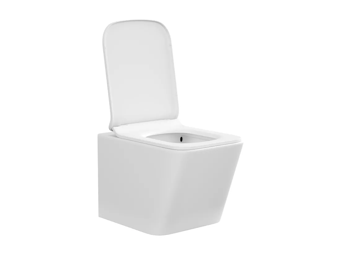 WC suspendu blanc mat en céramique sans bride - CLEMONA
