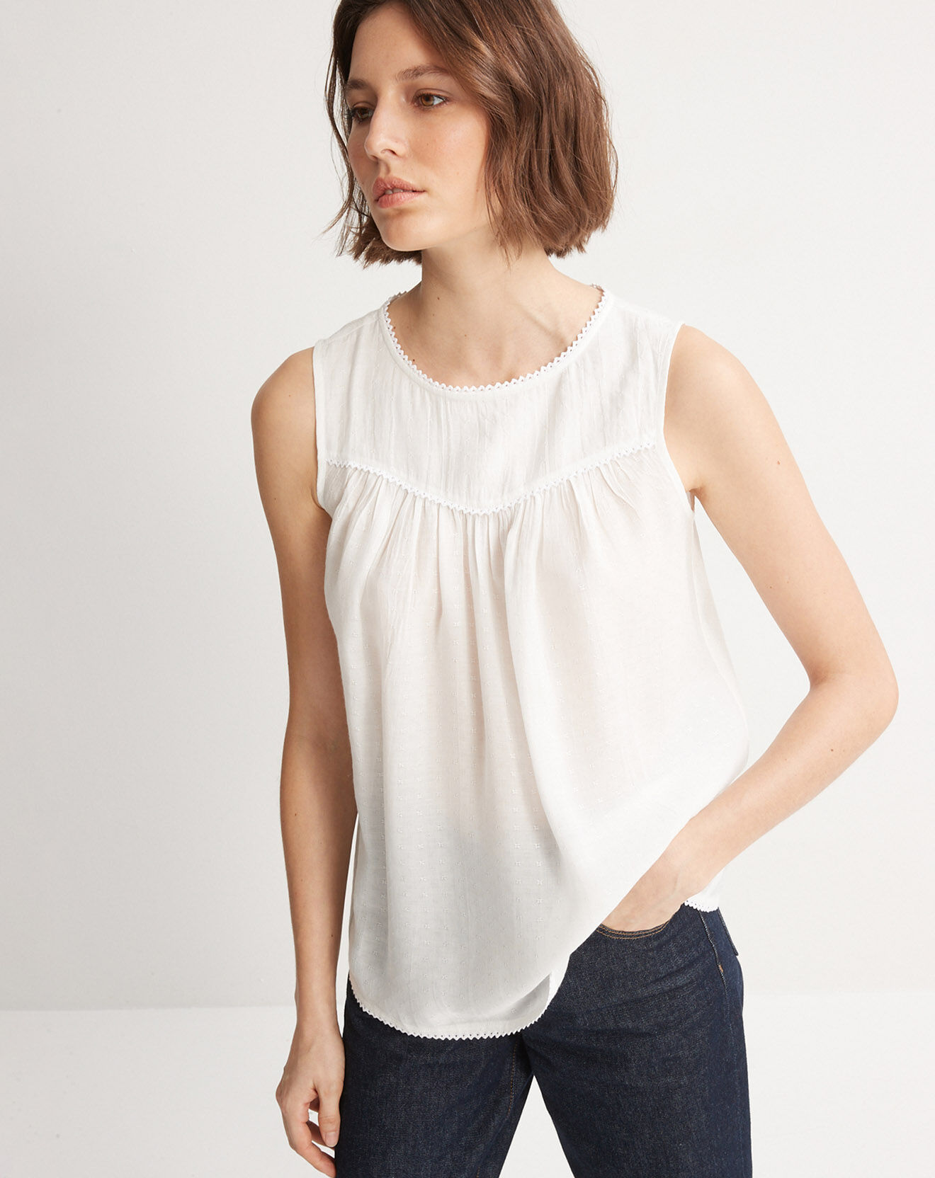 Cyrillus Top Façonné blanc