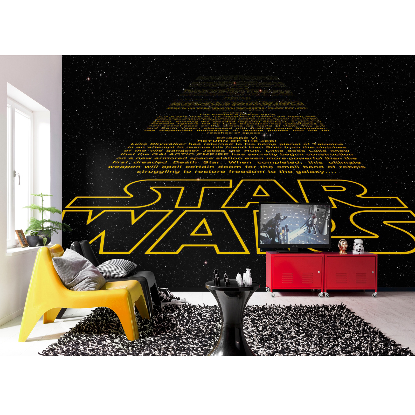 Papier-Fototapete STAR WARS INTRO - schwarz-gelb - 368x254 cm