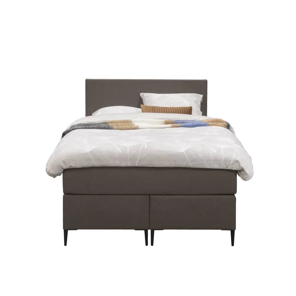 Boxspring Liv egaal - donkerbruin - 120x200 cm - slanke poot