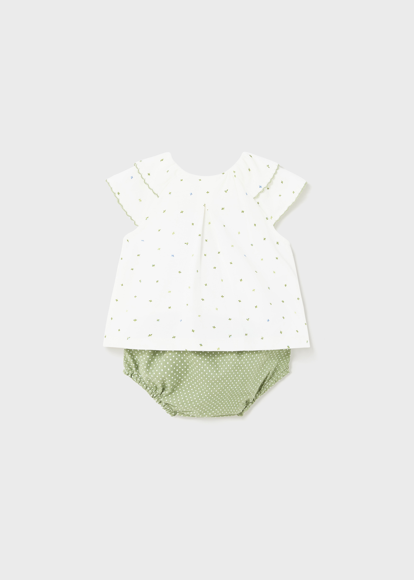 Conjunto de algodão Better Cotton para recém-nascido, 2 peças, com estampa de eucalipto.