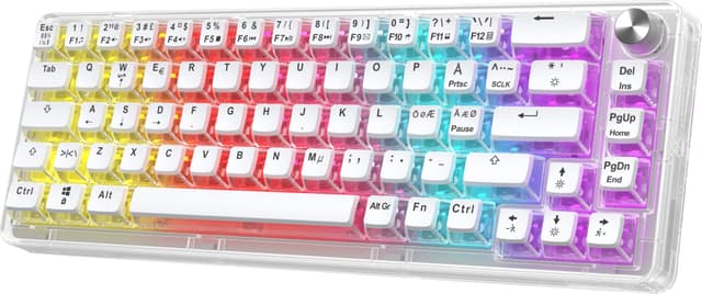 NOS C450 Mini Pudding65 tastatur (gennemsigtig, hvide taster)