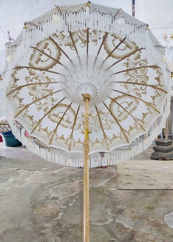 Ibiza parasol Boho wit/goud