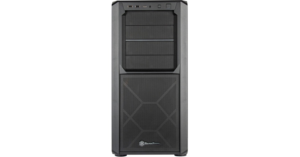 SilverStoneSST-SED1-B midi tower behuizing  (Zwart | 2x USB-A | 1x USB-C)