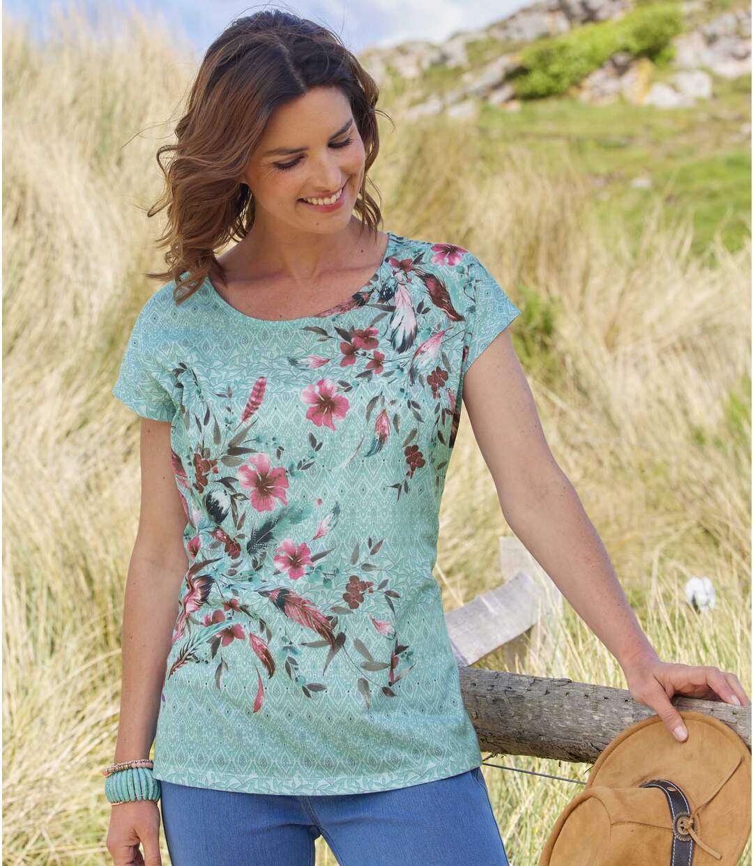 Tee-Shirt Imprimé Plumes