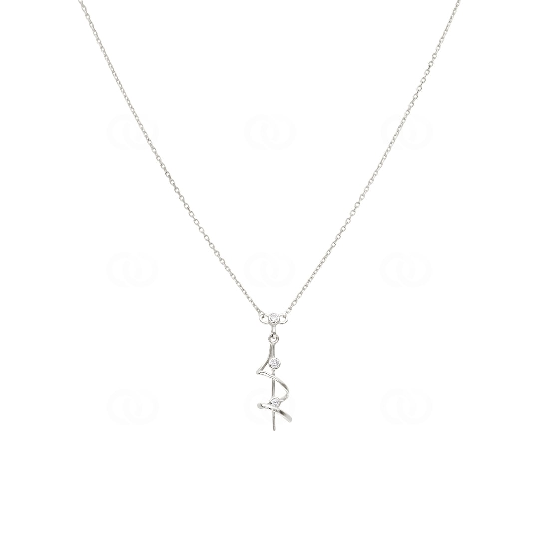 Collier mit Anhänger 925 Silber rhodiniert mit Zirkonia 43cm