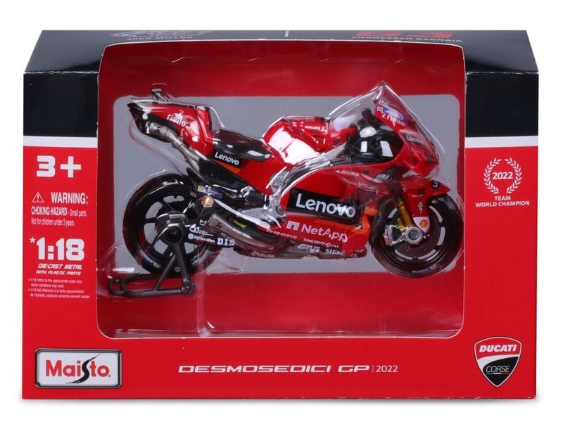 Maisto Motorrad MotoGP Ducati Lenovo #63 Bagnaia 2022 1:18 Sammlermodell im Massstab 1:18