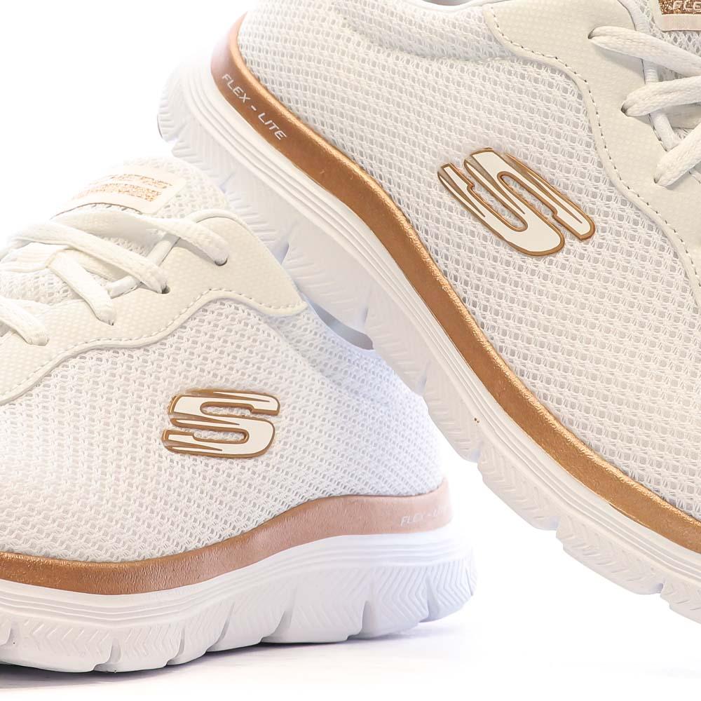 Skechers Chaussures de Sport Blanc/Or-Rose Femme Skechers Flex Appeal