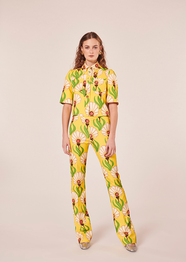 Pantalon Paivanjaune à motif fleurs