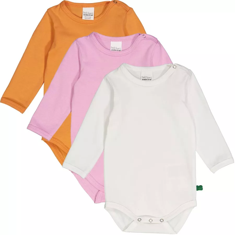 Fred's World Langarmbody 3er-Pack WhitePastelTangarine