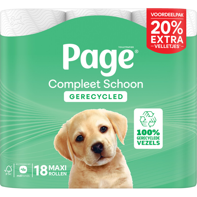 Page Compleet schoon gerecycled toiletpapier