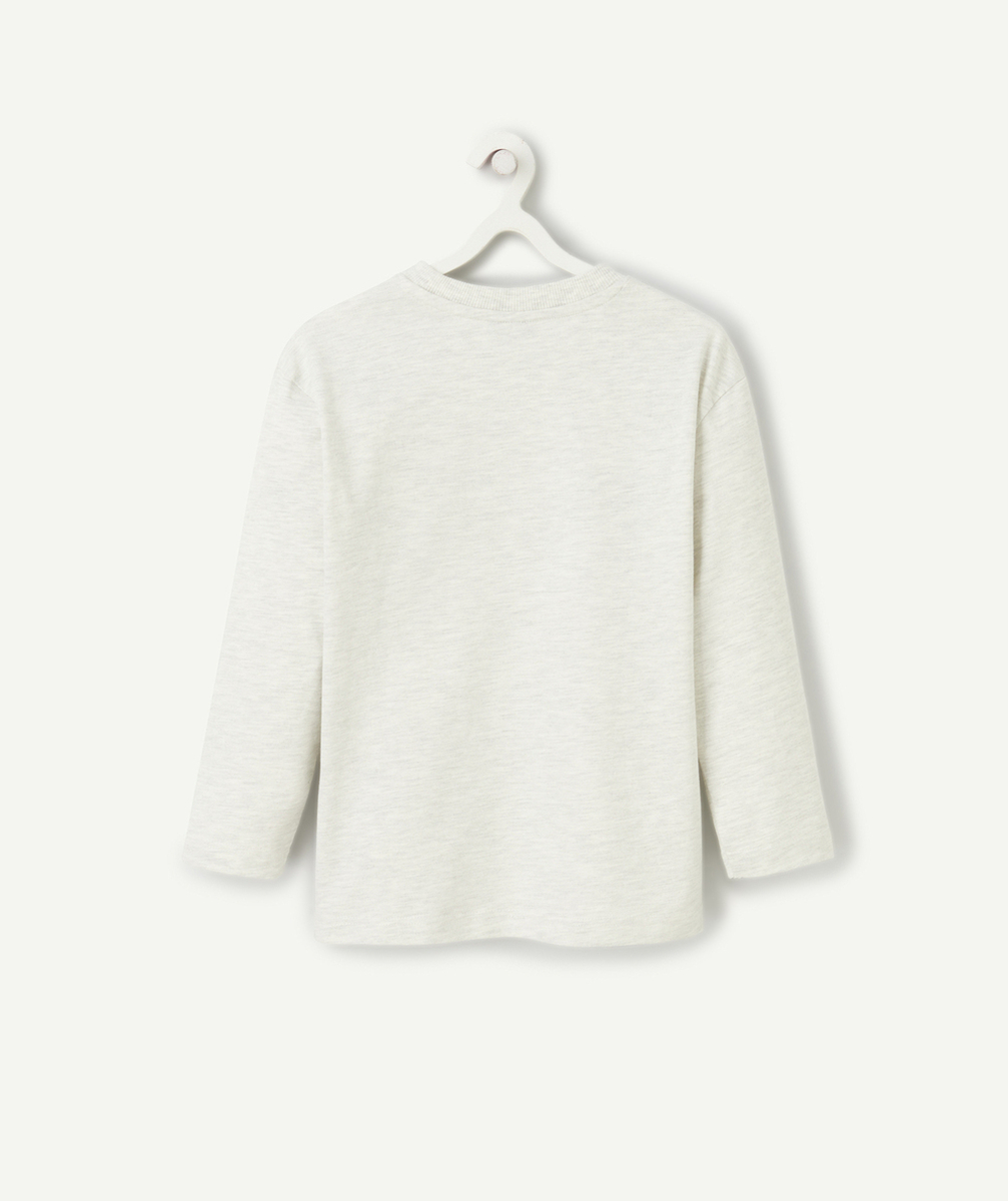 T-SHIRT MANCHES LONGUES GARÇON EN COTON BIO GRIS CHINÉ THÈME TOKYO