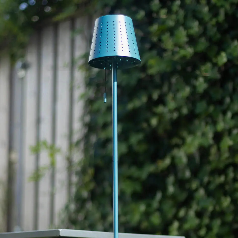 Qazqa staande buitenlampen ferre blauw geïntegreerde led