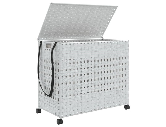 VIDAXL - Panier à linge avec roulettes blanc 66x35x60 cm résine tress...