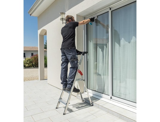HAILO - Escabeau l60 sécurisé pliable - 3 marches - 2.37m - en alu u...