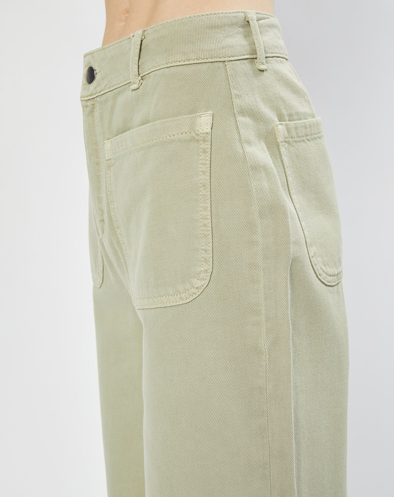 Stella Forest Pantalon en Coton évasé James kaki