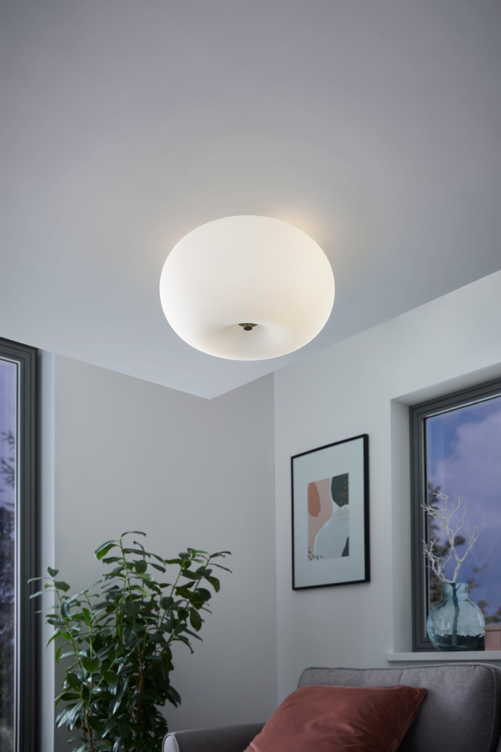 EGLO Optica - Plafondlamp - Ã280mm. - Nikkel-Mat - Wit