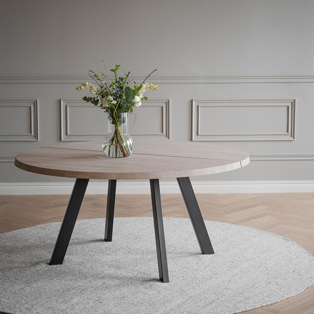 Eettafel Fred rond zwart Donkerbruin