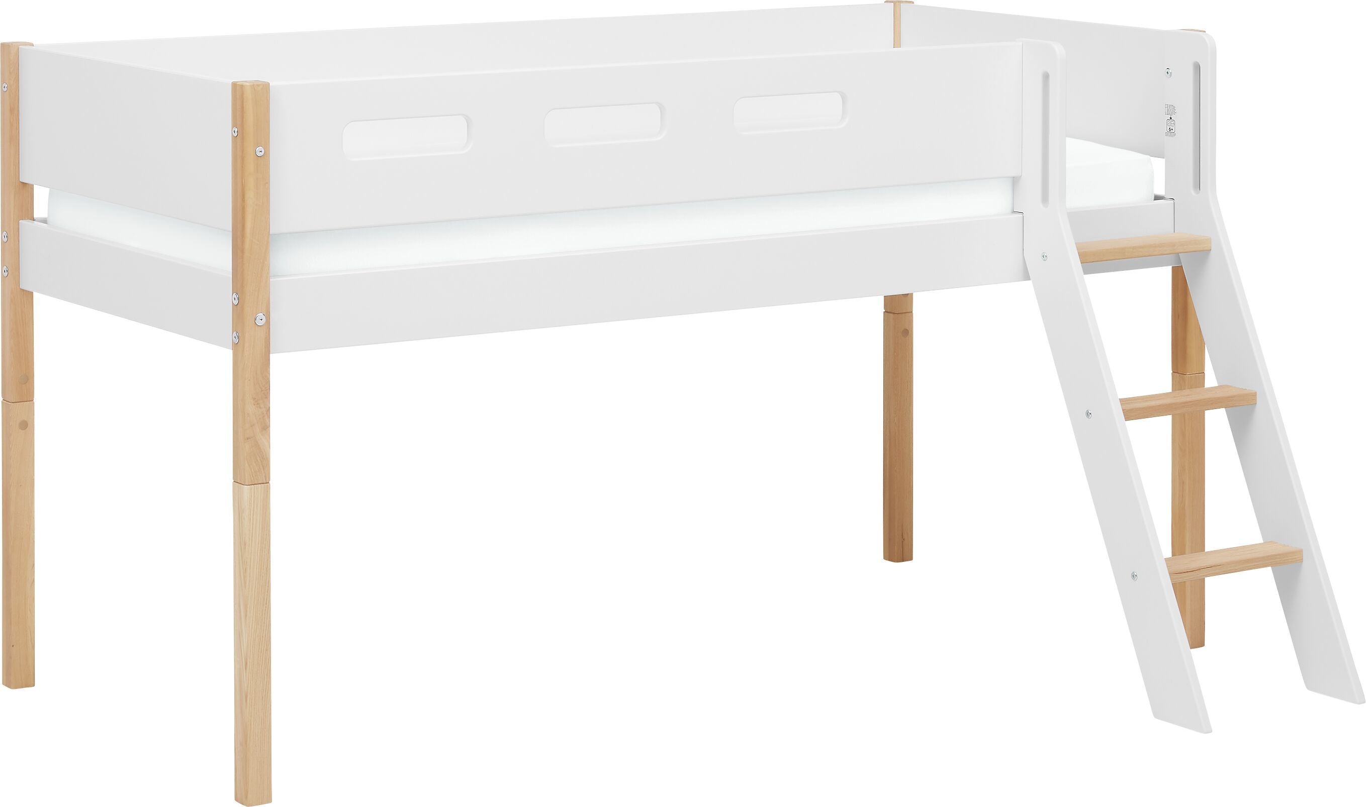 Flexa NOR Halbhochbett - Weiss / B: 109.0 cm x T: 210.0 cm x H: 120.0 cm