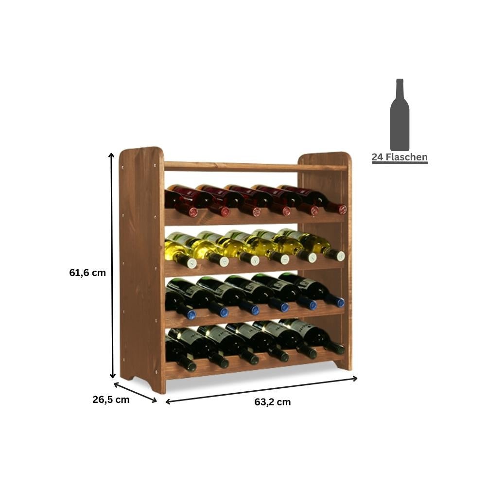 PROREGAL Wijnrek Pinot Vine C HxBxD 61,6 x 63,2 x 26,5 cm 24 Flessen Massief grenenhout Bruin Geolied