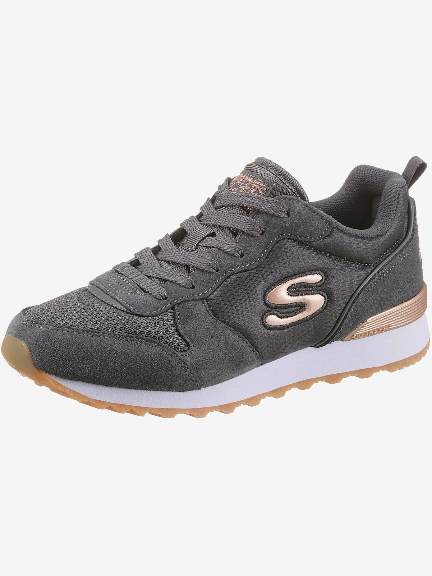 Baskets sneakers hybrides skechers en cuir velours doux, textile et synthétique