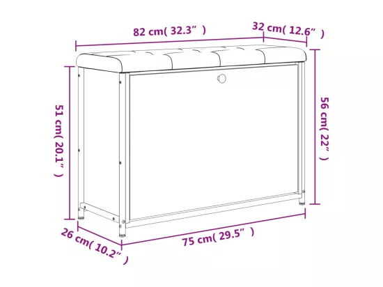 Banc à chaussures tiroir rabattable chêne sonoma 82x32x56 cm
