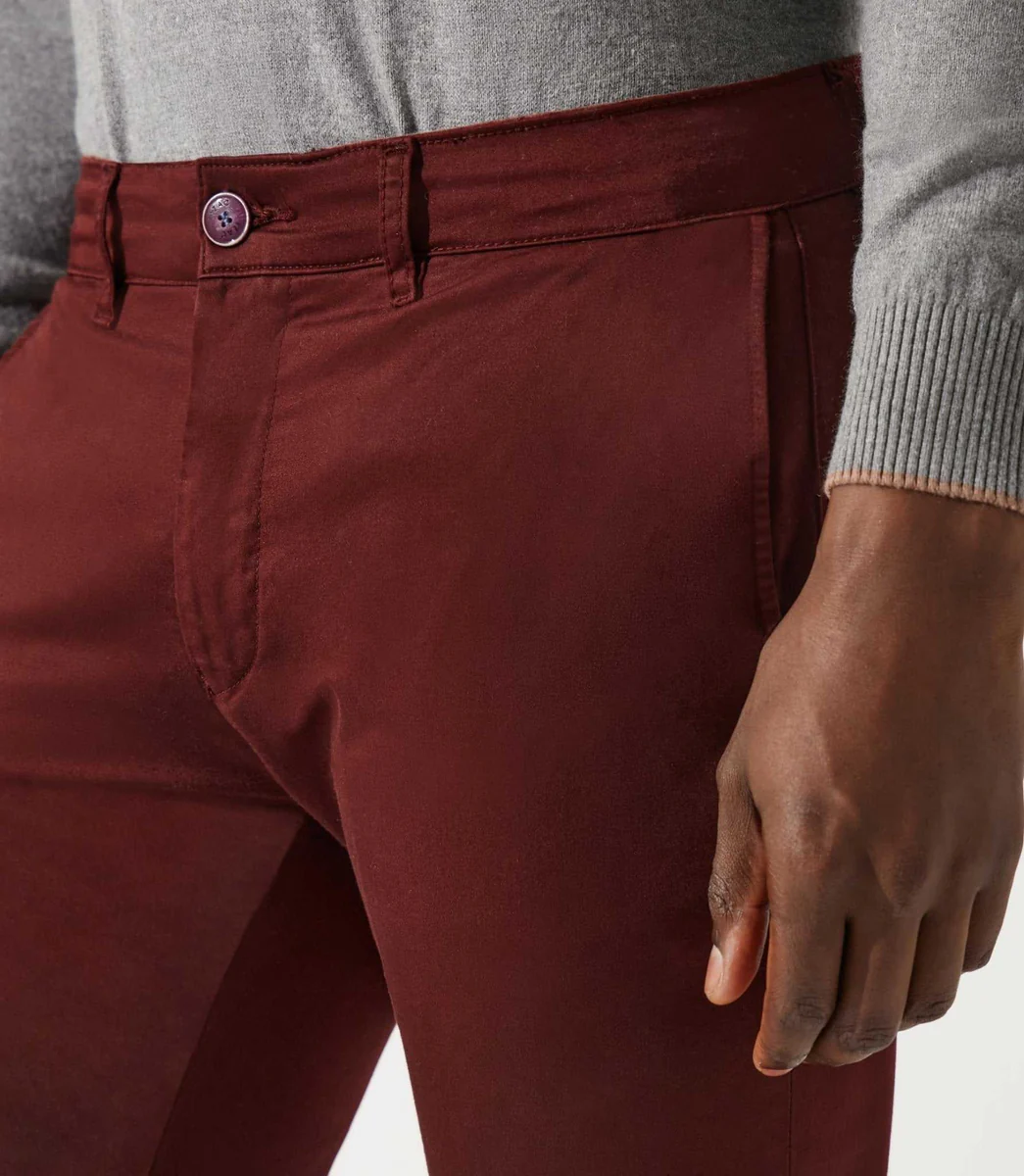 Pantalon chino satin bordeaux VANAMA