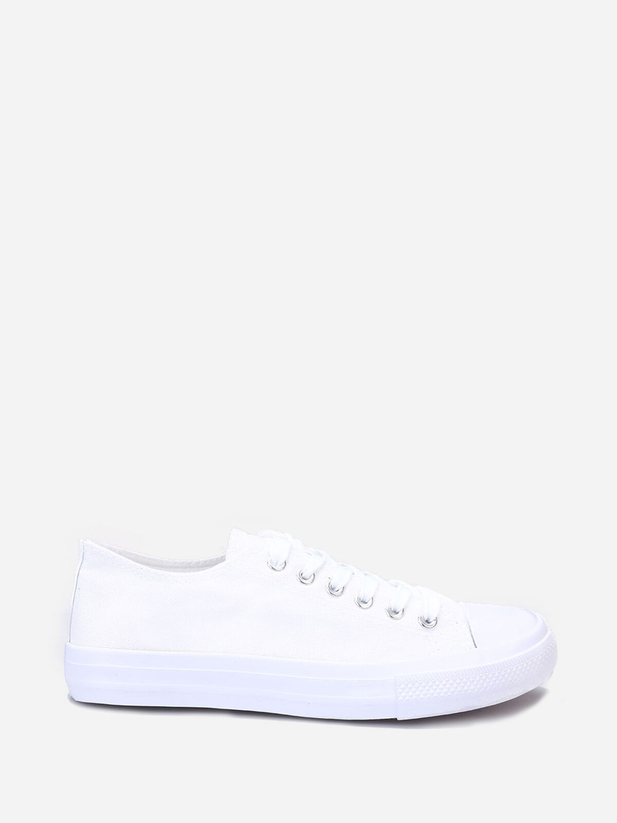 Tennis basses unies en toile- Blanc